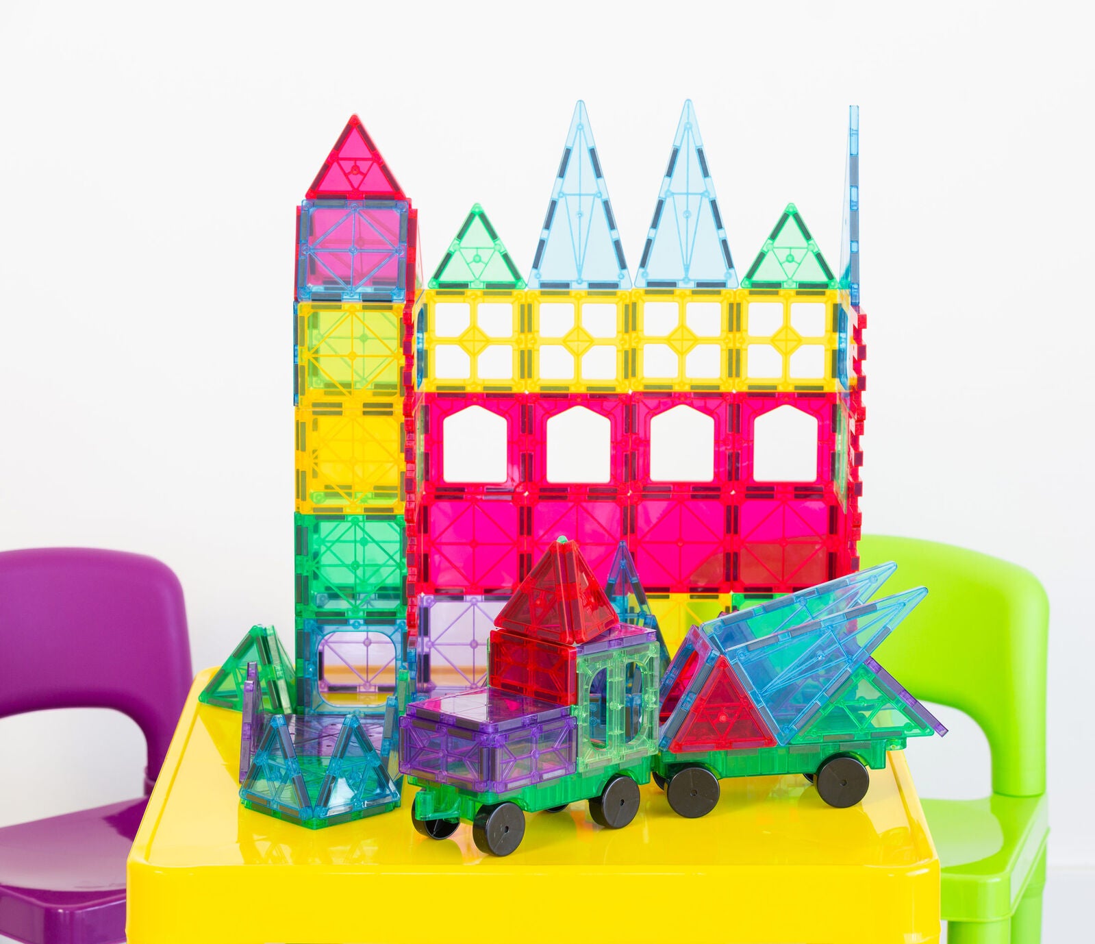 120 Pcs non-toxic STEM Educational, Durable Magnetic Tiles/Puzzle with Storage Bag Secondary image