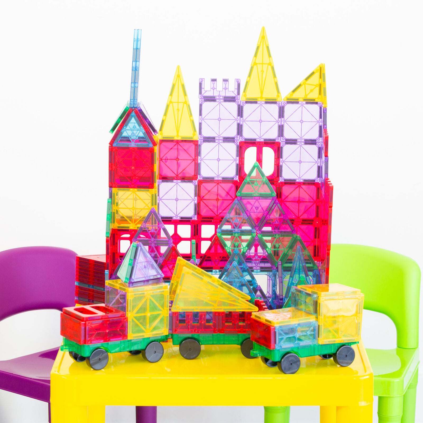 200 Pcs non-toxic STEM Educational, Durable Magnetic Tiles/Puzzle with Storage Bag Secondary image